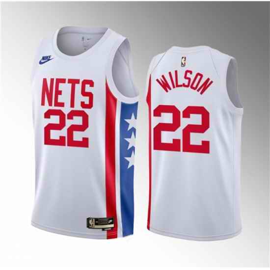 Men Brooklyn Nets 22 Jalen Wilson White 2023 Draft Classic Edition Stitched Basketball Jersey